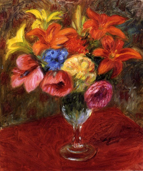 Poppies, Lilies and Blue Flowers: ca 1915