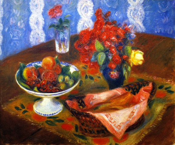 Still Life with Roses and Fruit: ca 1924
